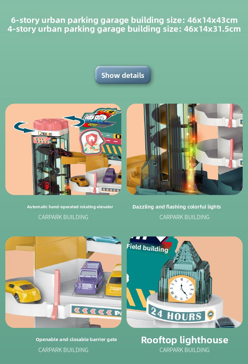 Children's Dinosaur Winding Road City Combination Track Car Adventure Parking Building Educational Toy for Boys