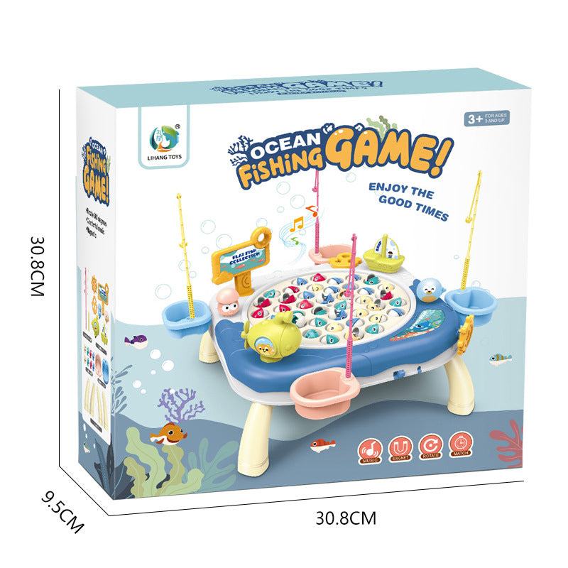 Children's Magnetic Fishing Toy Baby Early Education Educational Boys and Girls Electric Large Rotating Fishing Plate Parent-Child Interaction