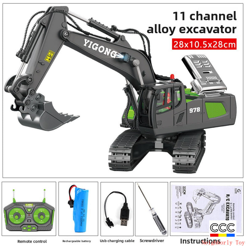 2.4G Alloy Remote Control Excavator Dump Truck Bulldozer Engineering Vehicle Toy Bilingual