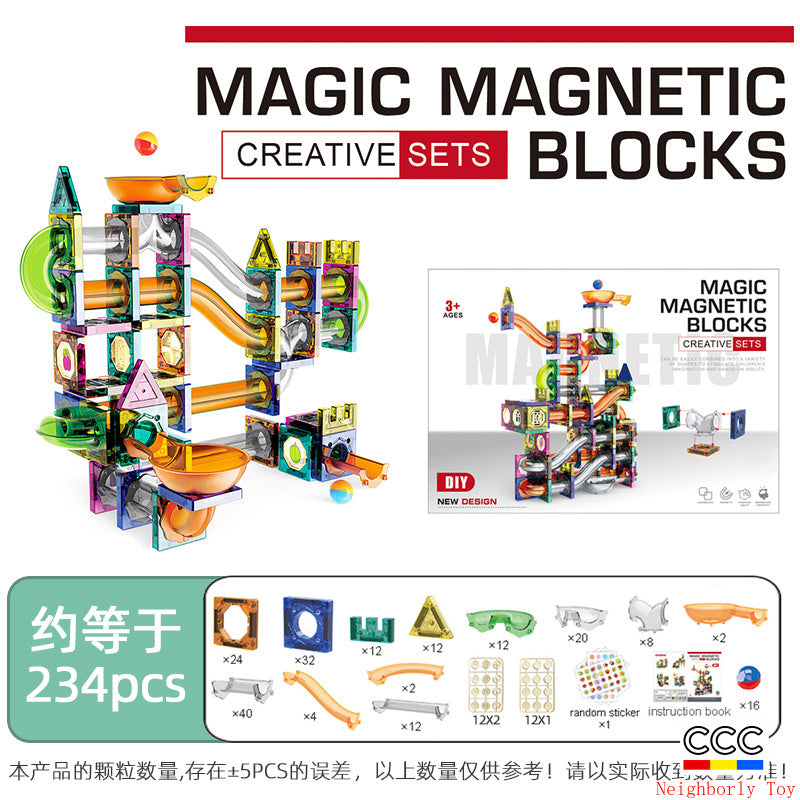 Slide Track Ball Magnetic Tiles Building Blocks Cross-Border Amazon Intelligence Assembly Boys' Toy Gift