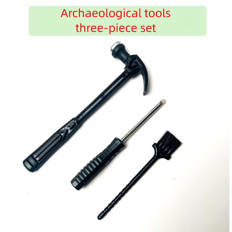 Archaeological Digging Tool 3-Piece Set - Metal & Plastic Hammer Chisel Brush for Craft Shop