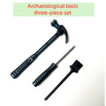 Archaeological Digging Tool 3-Piece Set - Metal & Plastic Hammer Chisel Brush for Craft Shop