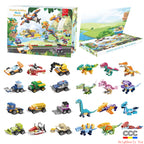 Building Blocks Christmas Calendar Blind Box Countdown 24 Grids Children's DIY Car Dinosaur Building Blocks Tear-off Blind Box