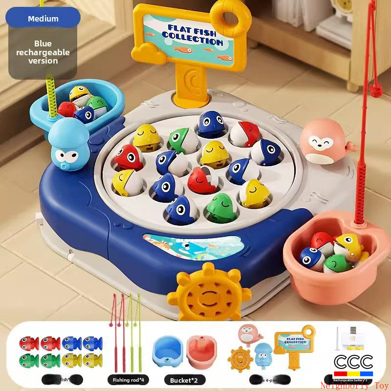 Children's Magnetic Fishing Toy Baby Early Education Educational Boys and Girls Electric Large Rotating Fishing Plate Parent-Child Interaction