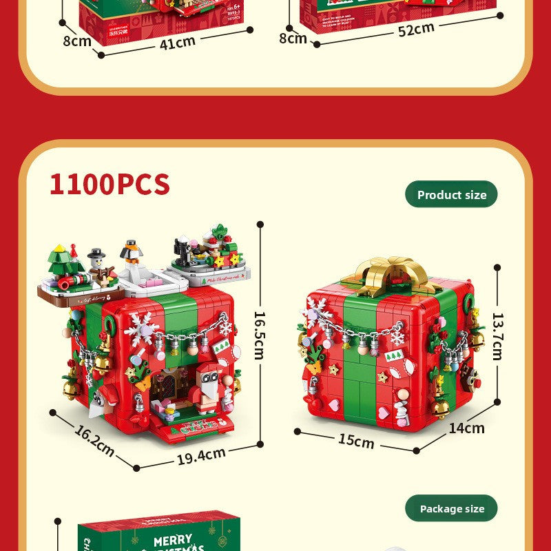 Compatible with LEGO Christmas Mechanism Box Santa Claus Building Blocks Toy Educational Assembly Gift for Men and Women Wholesale Dropshipping
