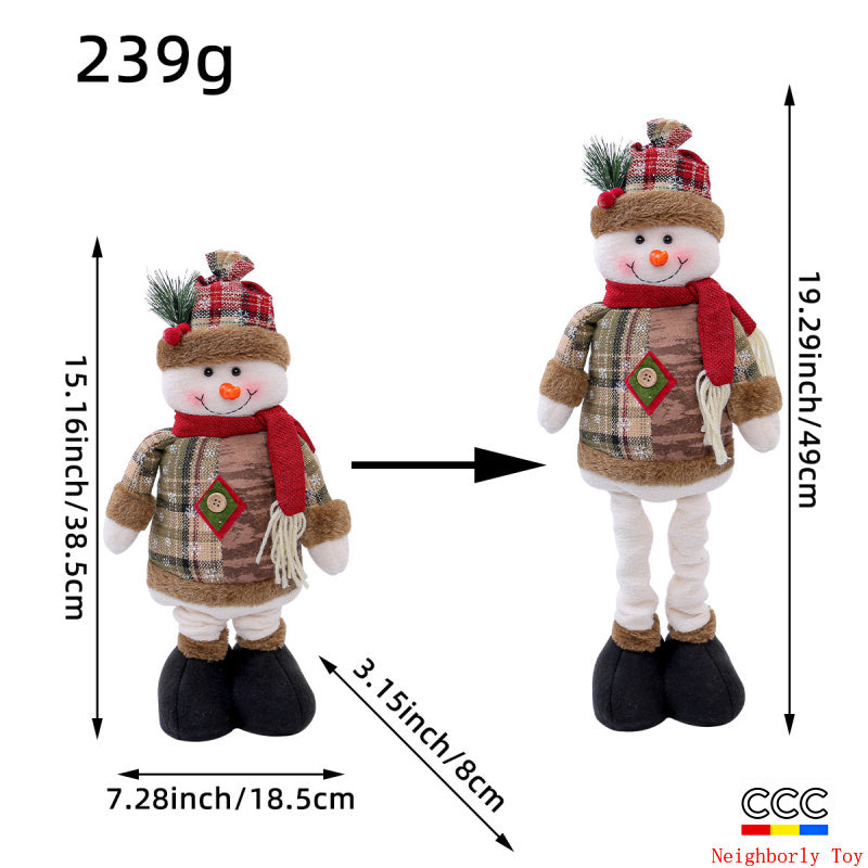 Jingchen Cross-Border Christmas Retractable Doll Window Display Santa Claus Snowman Standing Doll Holiday Decoration