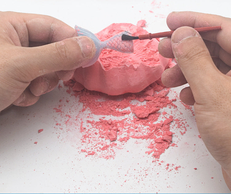 New Mermaid Tail Archaeological Dig Blind Box - Kids DIY Mini Colorful Dinosaur Gem Treasure Hunt Toy