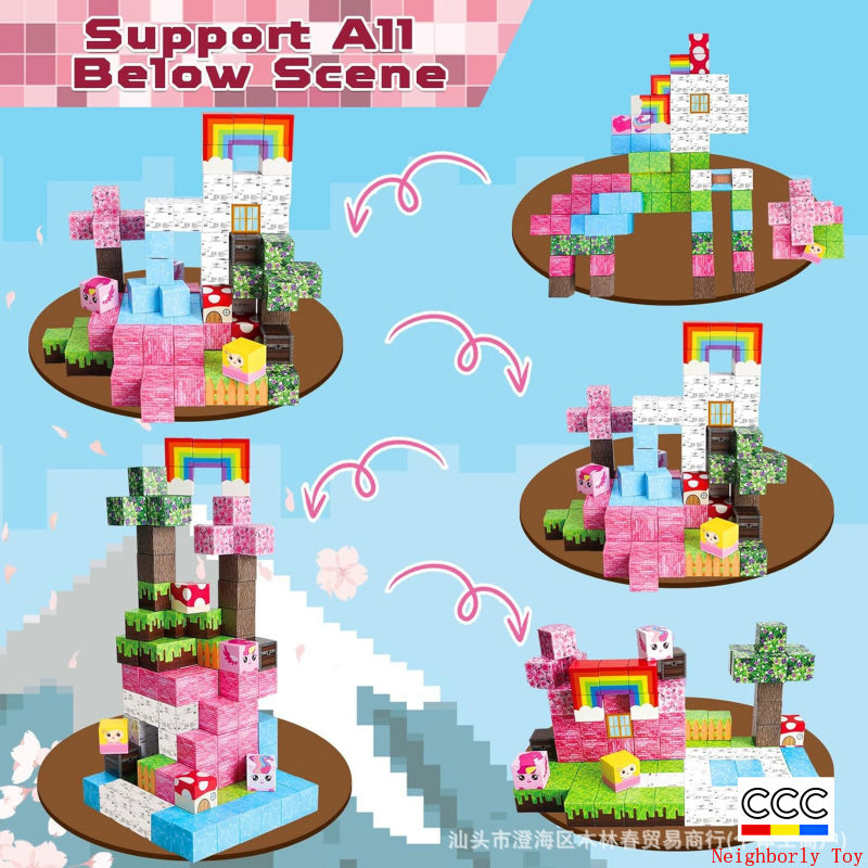 Cross-Border Amazon Hot Item Magnetic Building Magnetic Blocks Educational 3D Magnetic Pieces DIY Toys for Children