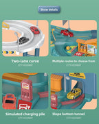 Children's Dinosaur Winding Road City Combination Track Car Adventure Parking Building Educational Toy for Boys