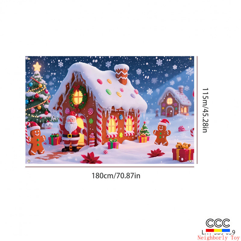 Cross-Border New Christmas Dessert Shop Background Banner Party Atmosphere Decoration Scene Setup Props Supplies