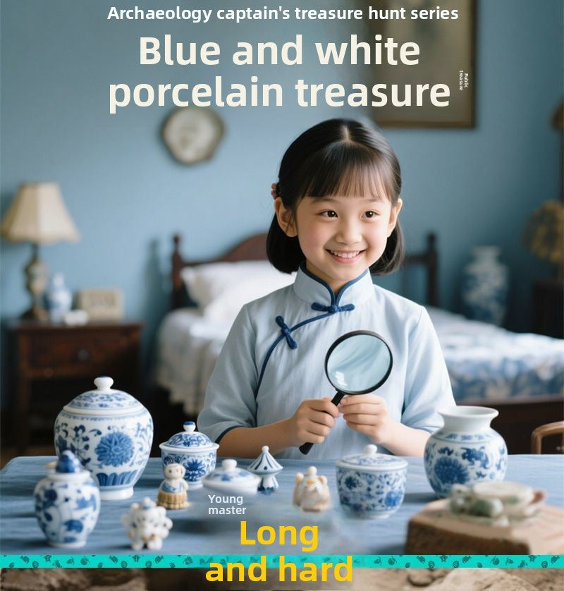 Blue and White Porcelain Treasure Dig Kit - Girls DIY Traditional Culture Archaeological Blind Box Gift