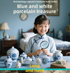 Blue and White Porcelain Treasure Dig Kit - Girls DIY Traditional Culture Archaeological Blind Box Gift