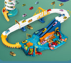 Children's Dinosaur Winding Road City Combination Track Car Adventure Parking Building Educational Toy for Boys