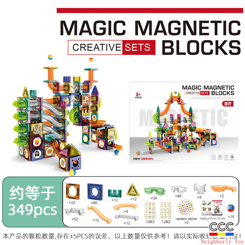 Slide Track Ball Magnetic Tiles Building Blocks Cross-Border Amazon Intelligence Assembly Boys' Toy Gift