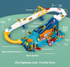 Children's Dinosaur Winding Road City Combination Track Car Adventure Parking Building Educational Toy for Boys