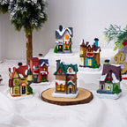 Cross-Border New Christmas Decorations Resin Christmas Small House Micro Landscape Luminous Snow House Ornaments Christmas Gifts