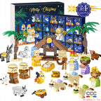 Building Blocks Christmas Calendar Blind Box Countdown 24 Grids Children's DIY Car Dinosaur Building Blocks Tear-off Blind Box