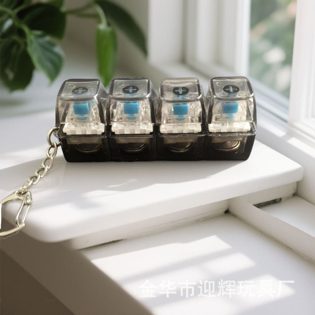 Stress Relief One-Line Four-Key Mechanical Keyboard Switch Tester Macaron Finger Squeeze Stress Relief Keychain