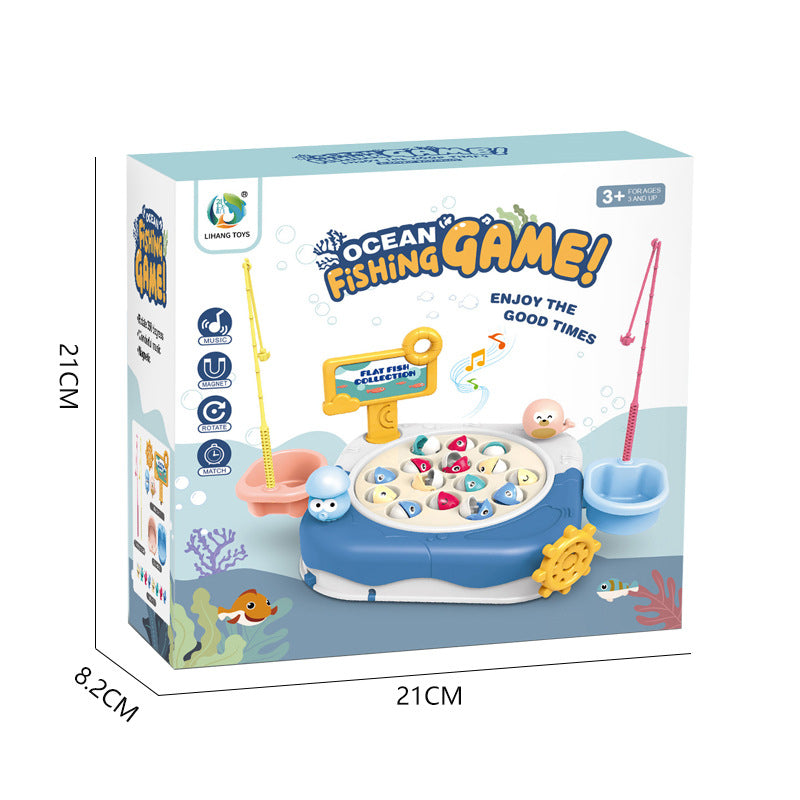 Children's Magnetic Fishing Toy Baby Early Education Educational Boys and Girls Electric Large Rotating Fishing Plate Parent-Child Interaction