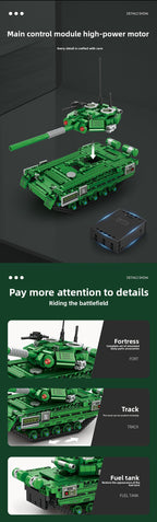 Mingdi 2.4G Remote Control Building Blocks 99A Tank Military Model Compatible with Lego Assembly Children's Toys Student Gift