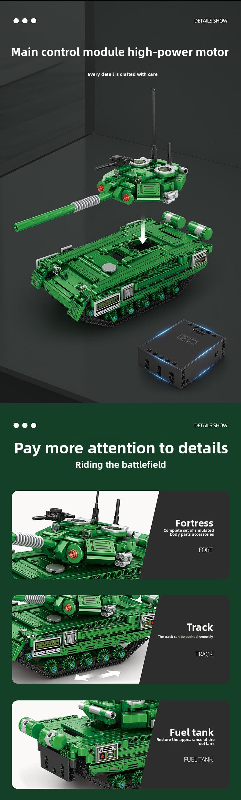 Mingdi 2.4G Remote Control Building Blocks 99A Tank Military Model Compatible with Lego Assembly Children's Toys Student Gift