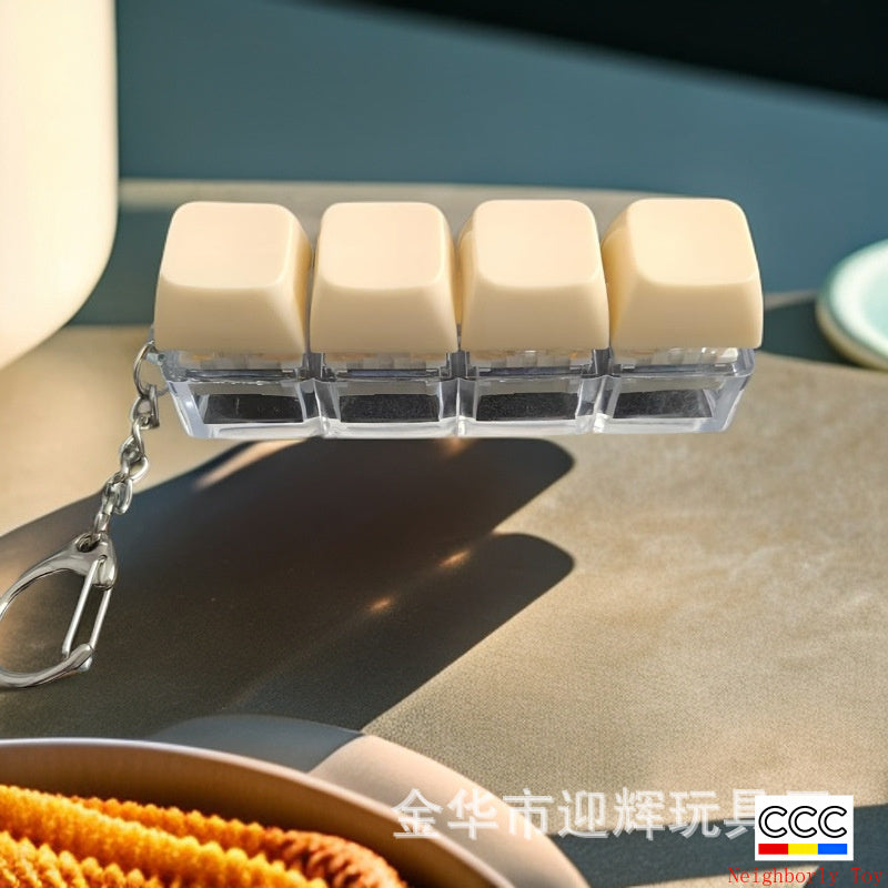 Stress Relief One-Line Four-Key Mechanical Keyboard Switch Tester Macaron Finger Squeeze Stress Relief Keychain