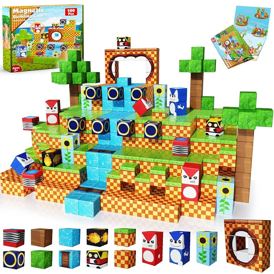 Cross-Border Amazon Hot Item Magnetic Building Magnetic Blocks Educational 3D Magnetic Pieces DIY Toys for Children