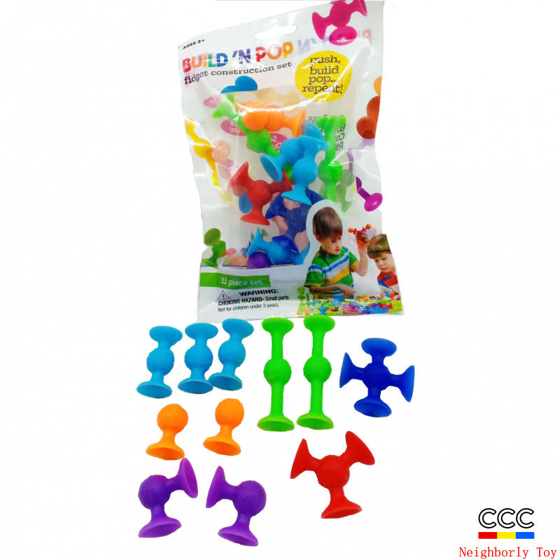 Cross-Border Hot Selling Luscious Suctions Sticky Music Children's Educational Sucker Soft Building Blocks Variety Assembling Science and Education Kindergarten Teaching Aids