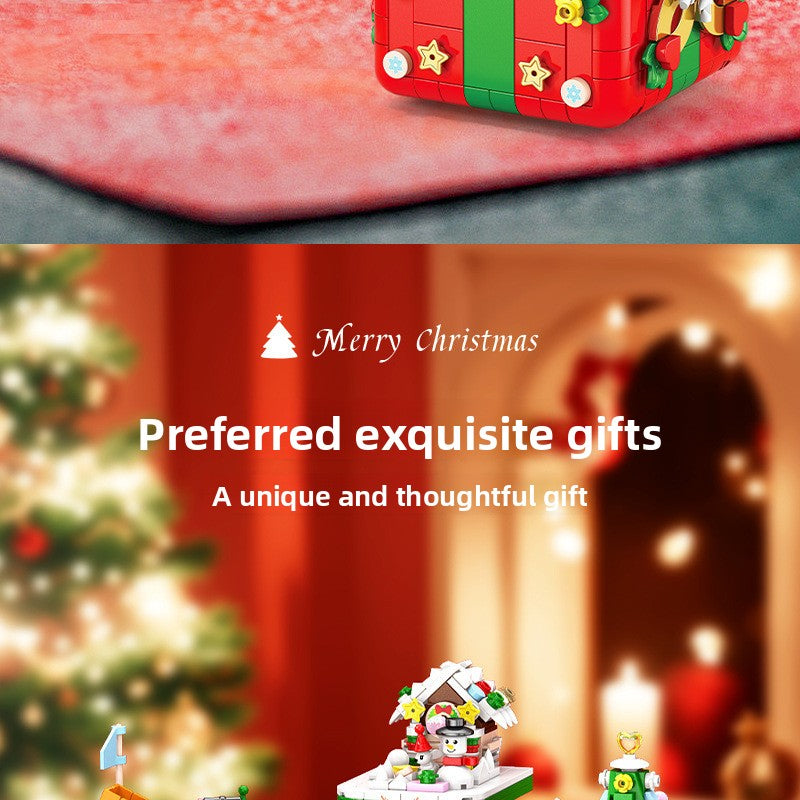 Compatible with LEGO Christmas Mechanism Box Santa Claus Building Blocks Toy Educational Assembly Gift for Men and Women Wholesale Dropshipping