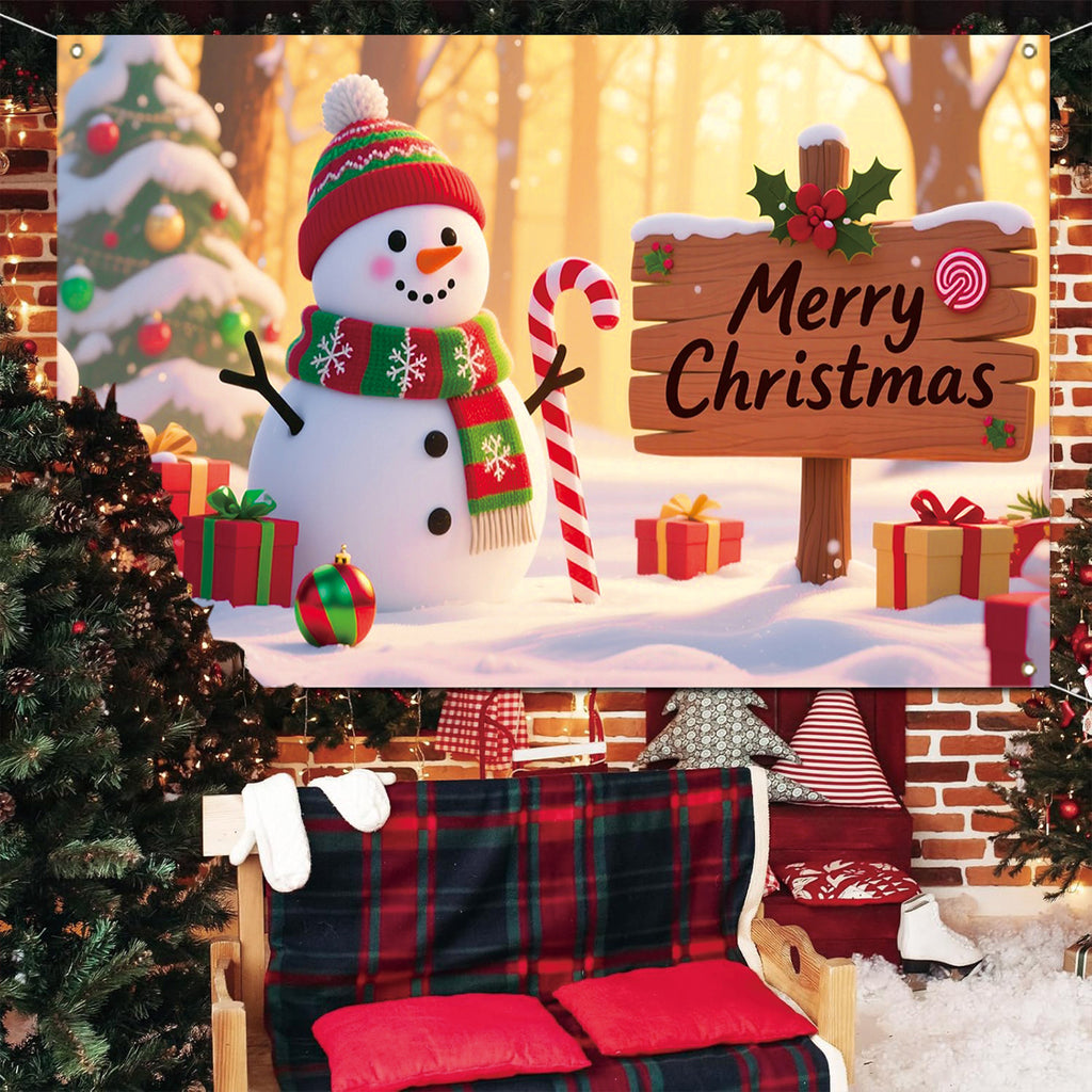 Cross-Border New Christmas Dessert Shop Background Banner Party Atmosphere Decoration Scene Setup Props Supplies