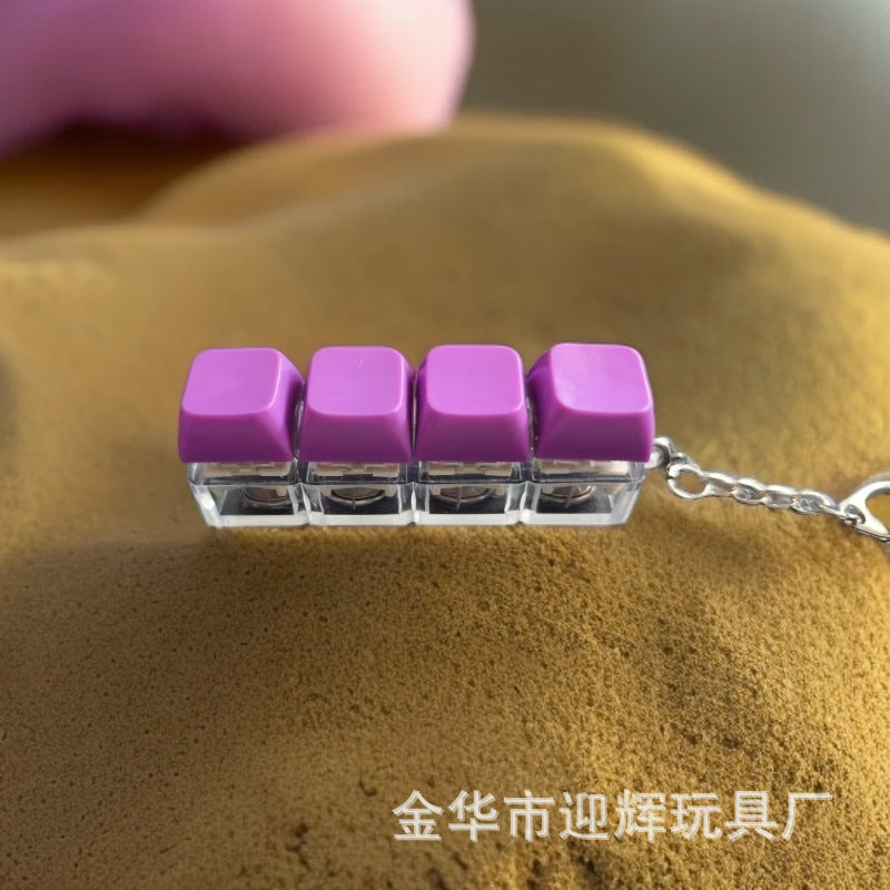 Stress Relief One-Line Four-Key Mechanical Keyboard Switch Tester Macaron Finger Squeeze Stress Relief Keychain