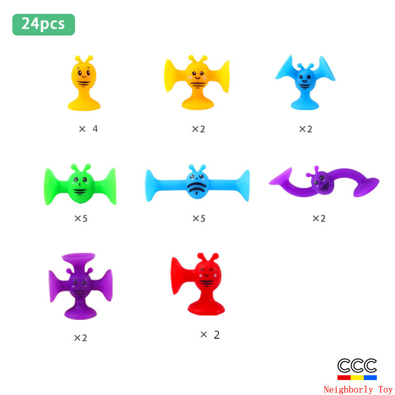 Cross-Border Hot Selling Luscious Suctions Sticky Music Children's Educational Sucker Soft Building Blocks Variety Assembling Science and Education Kindergarten Teaching Aids