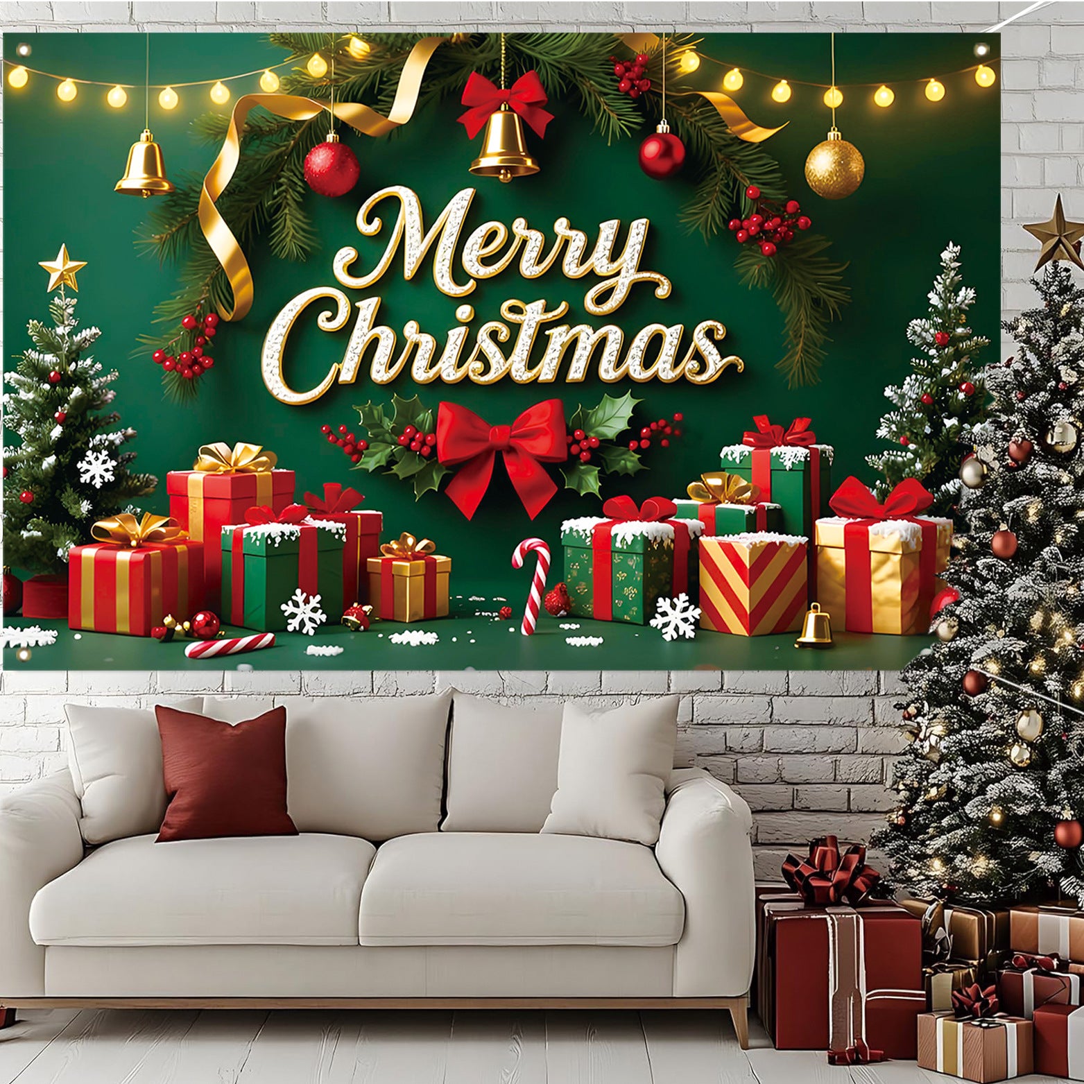 Cross-Border New Christmas Dessert Shop Background Banner Party Atmosphere Decoration Scene Setup Props Supplies