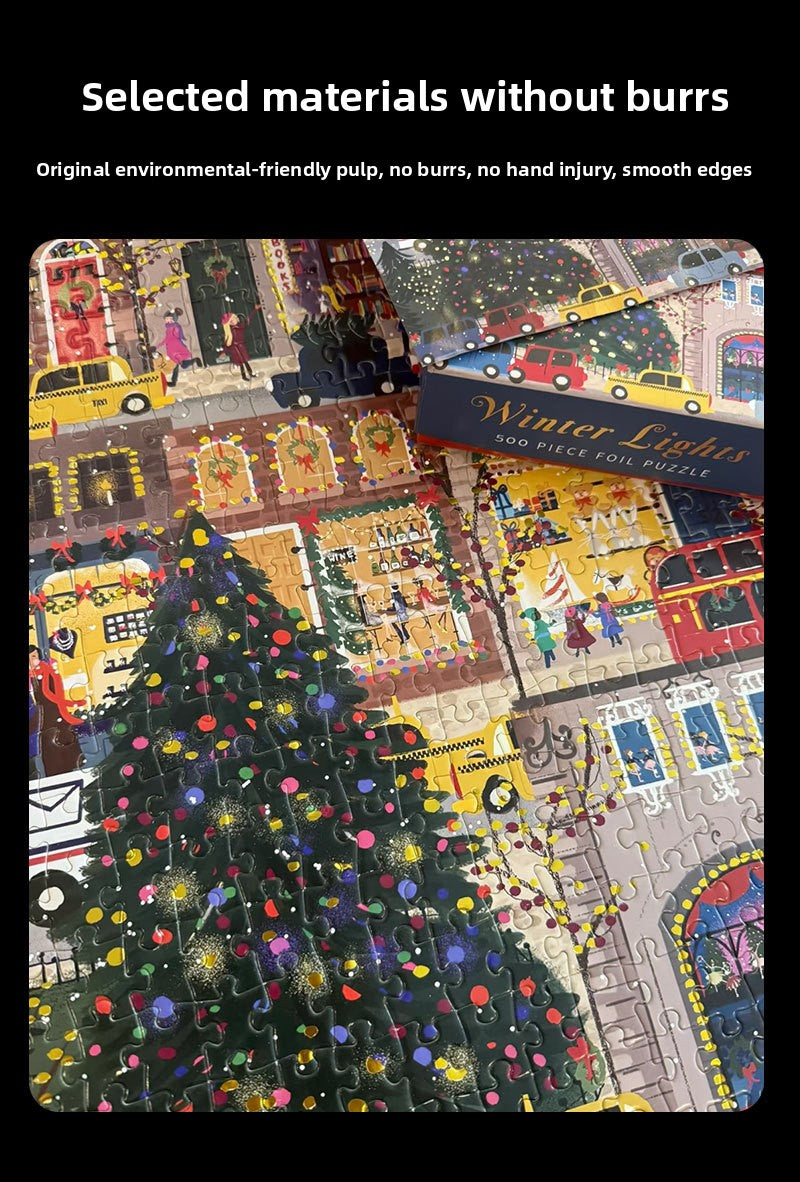 High Quality Galison Christmas Night 500 Piece Winter Lights Puzzle Adult Stress Relief Puzzle Christmas Gift