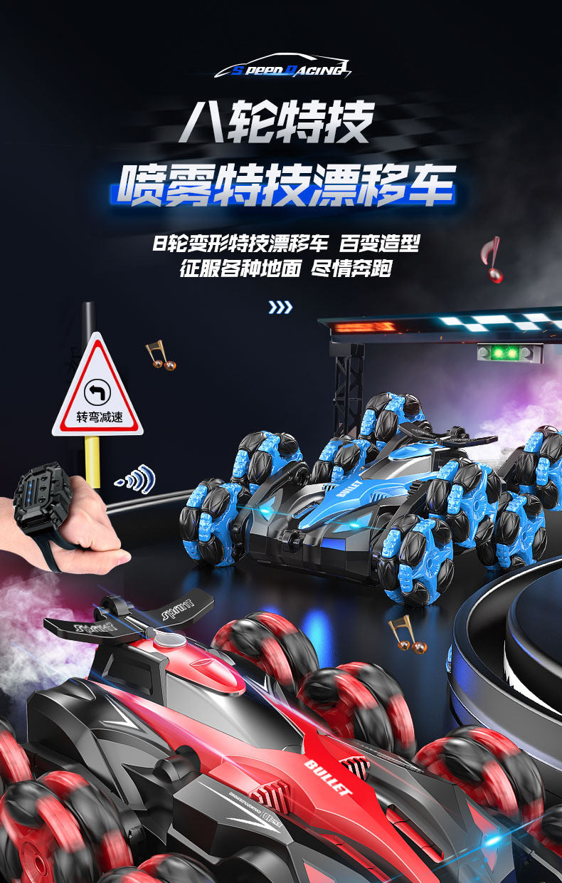 Cross-Border Double-Sided Stunt Car High-Speed 360-Degree Rotating Tumbling Car with Lights Children's Remote Control Car Toy Manufacturer
