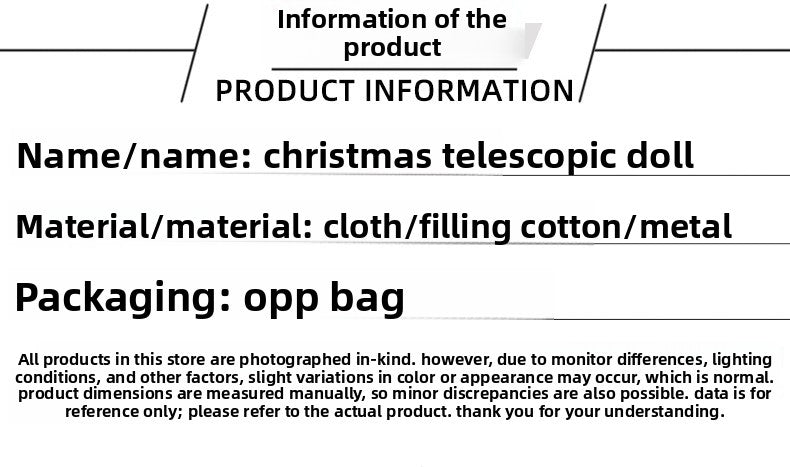 Jingchen Cross-Border Christmas Retractable Doll Window Display Santa Claus Snowman Standing Doll Holiday Decoration