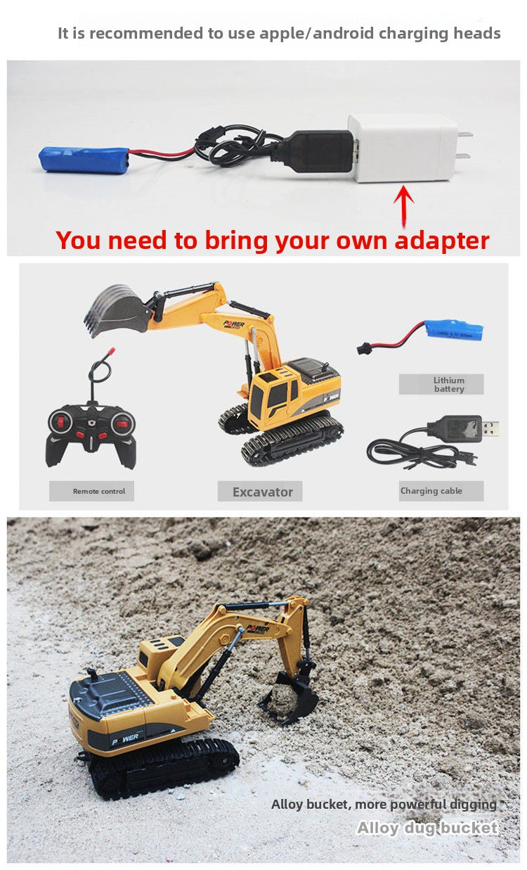 2.4G Alloy Remote Control Excavator Dump Truck Bulldozer Engineering Vehicle Toy Bilingual