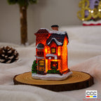 Cross-Border New Christmas Decorations Resin Christmas Small House Micro Landscape Luminous Snow House Ornaments Christmas Gifts