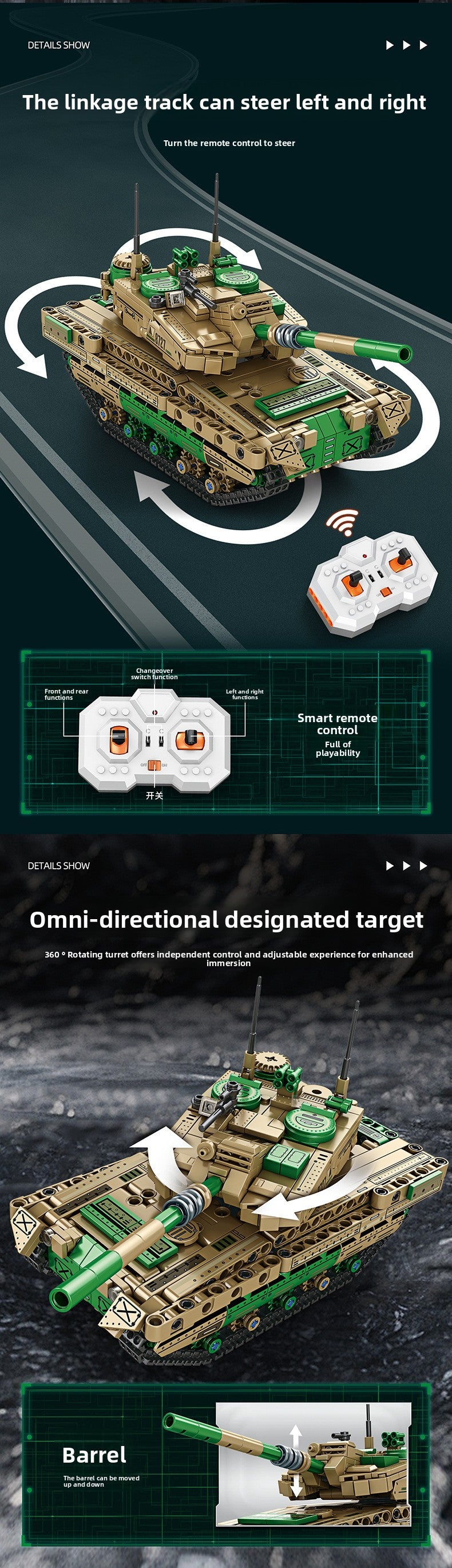 Mingdi 2.4G Remote Control Building Blocks 99A Tank Military Model Compatible with Lego Assembly Children's Toys Student Gift