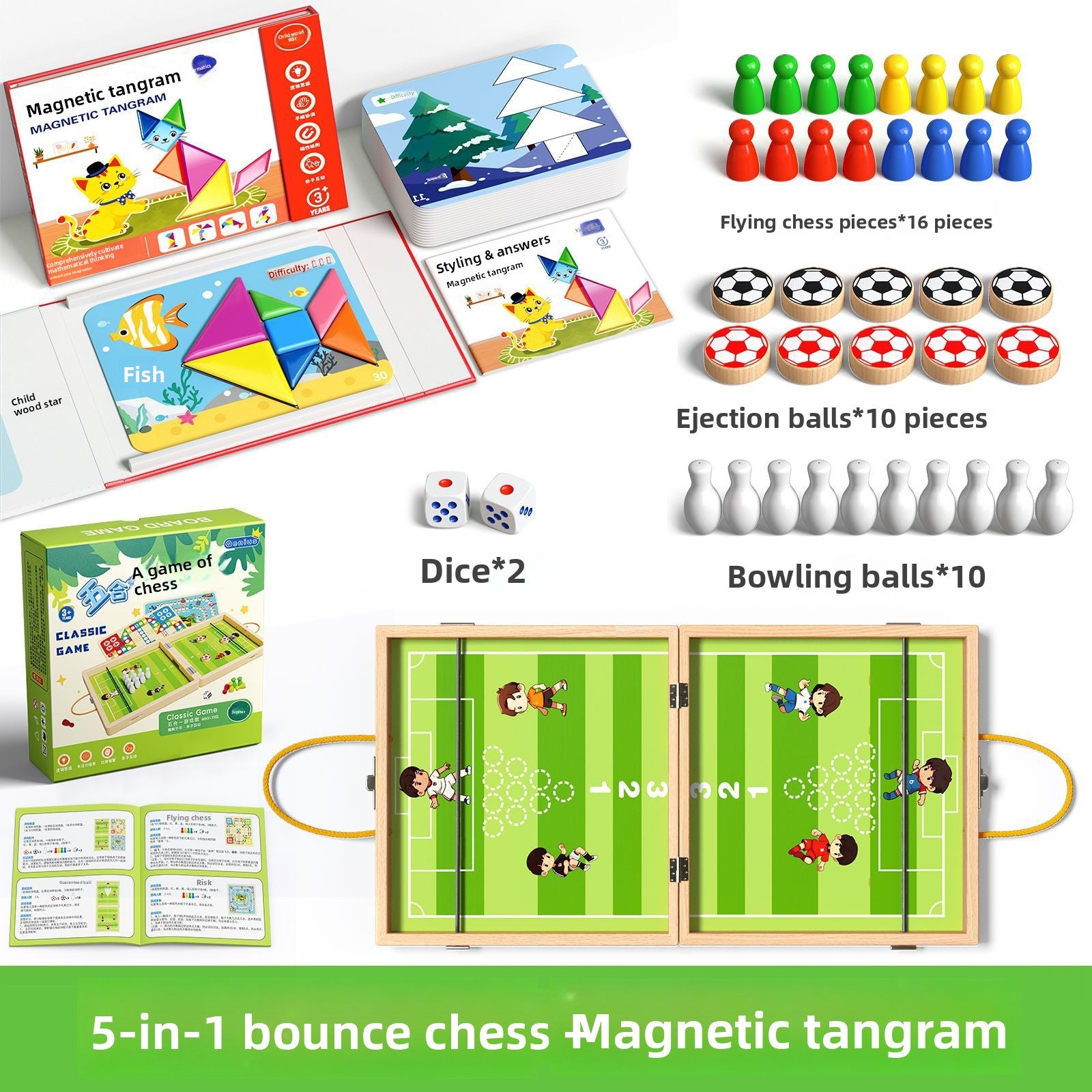 Two-Player Battle Bounce Chess Flying Chess Multi-Functional Desktop Game Children's Parent-Child Interactive Educational Board Game Toy