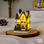 Cross-Border New Christmas Decorations Resin Christmas Small House Micro Landscape Luminous Snow House Ornaments Christmas Gifts