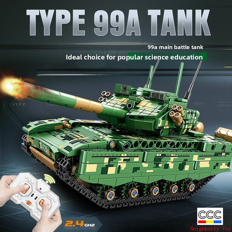 Mingdi 2.4G Remote Control Building Blocks 99A Tank Military Model Compatible with Lego Assembly Children's Toys Student Gift