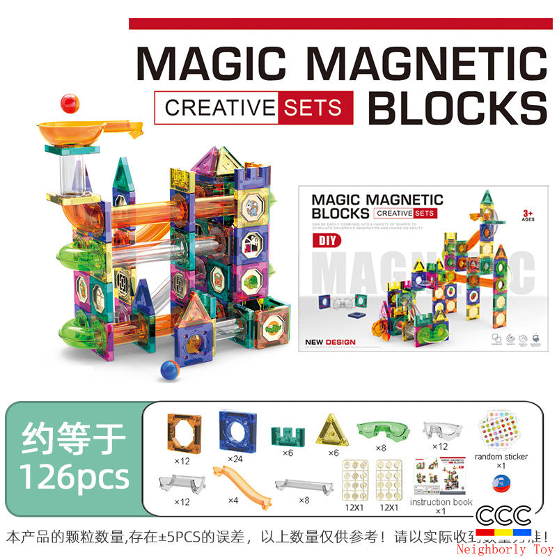 Slide Track Ball Magnetic Tiles Building Blocks Cross-Border Amazon Intelligence Assembly Boys' Toy Gift