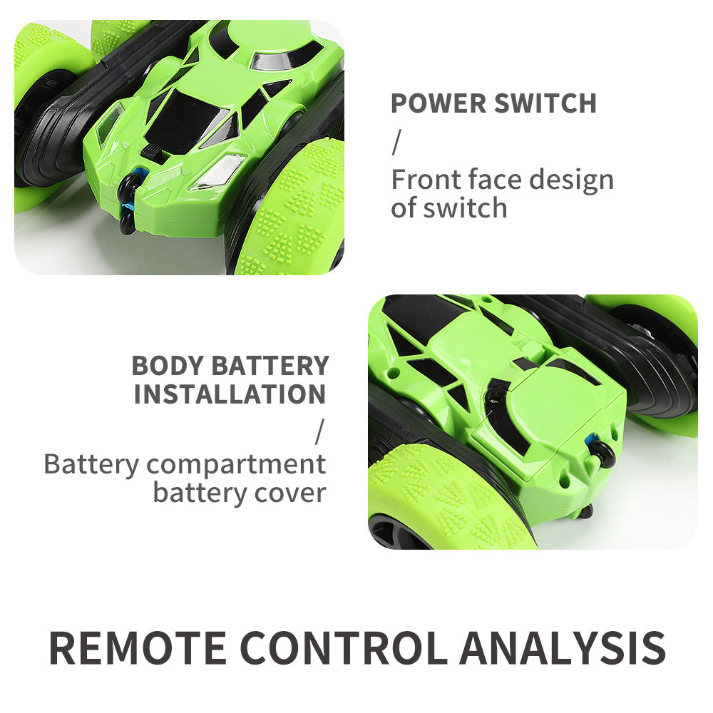Cross-Border Double-Sided Stunt Car High-Speed 360-Degree Rotating Tumbling Car with Lights Children's Remote Control Car Toy Manufacturer