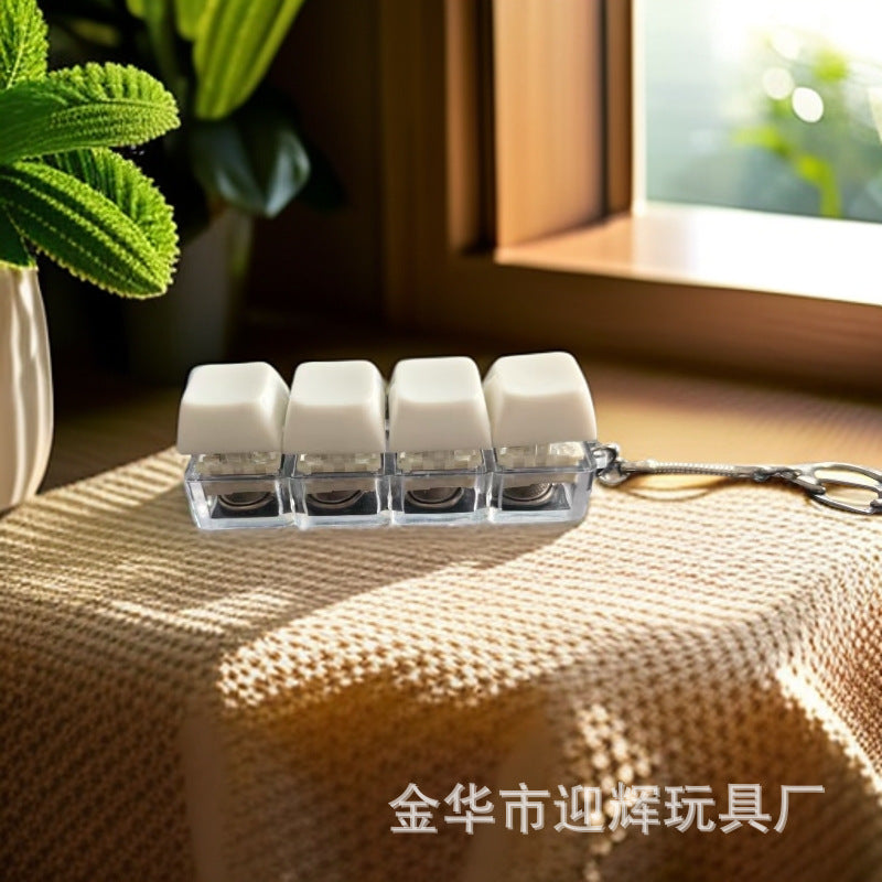 Stress Relief One-Line Four-Key Mechanical Keyboard Switch Tester Macaron Finger Squeeze Stress Relief Keychain