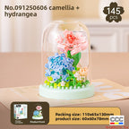 Cross-Border Building Blocks Eternal Flower Transparent Building Blocks Display Cover Home Decoration Desktop Trendy Assembly Toys Gift Wholesale