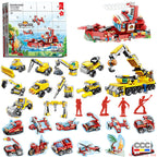 Building Blocks Christmas Calendar Blind Box Countdown 24 Grids Children's DIY Car Dinosaur Building Blocks Tear-off Blind Box