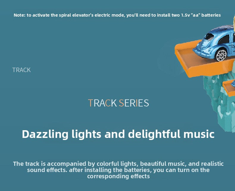 Children's Dinosaur Winding Road City Combination Track Car Adventure Parking Building Educational Toy for Boys