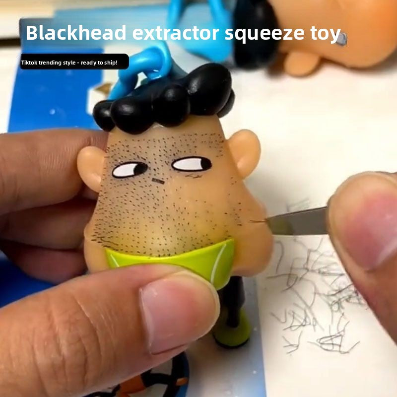 New Style Blackhead Pulling Stress Relief Pressure Reduction Toy Blackhead Pulling Beard Funny Key Chain Pendant Artifact