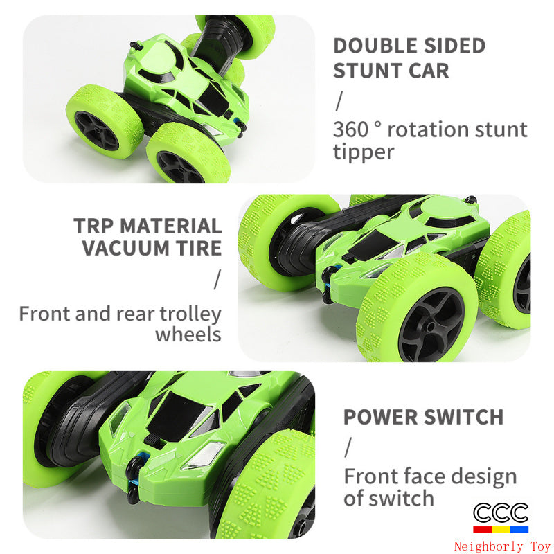 Cross-Border Double-Sided Stunt Car High-Speed 360-Degree Rotating Tumbling Car with Lights Children's Remote Control Car Toy Manufacturer